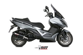 Silencieux Echappement Mivv Oval Noir Inox Noir Avec Cache Carbone Kymco Xciting 400I 2013 - 2018