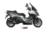 Schalldämpfer Escape Mivv Oval Schwarz Schwarz Edelstahl mit Carbonabdeckung Kymco Xciting 400I 2013 - 2018