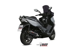 Silencieux Echappement Mivv Oval Noir Inox Noir Avec Cache Carbone Kymco Xciting 400I 2013 - 2018