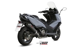 Full System 1 In 1 Exhaust Mivv Oval Black Black Stainless Steel With Carbon Cover Kymco Ak 550 2017 - 2020