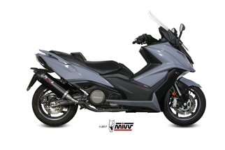 Schalldämpfer Escape Mivv Oval Schwarz Schwarz Edelstahl mit Carbonabdeckung Kymco Ak 550 2017 - 2020