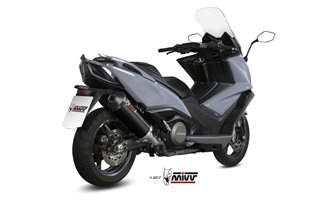 Schalldämpfer Escape Mivv Oval Schwarz Schwarz Edelstahl mit Carbonabdeckung Kymco Ak 550 2017 - 2020