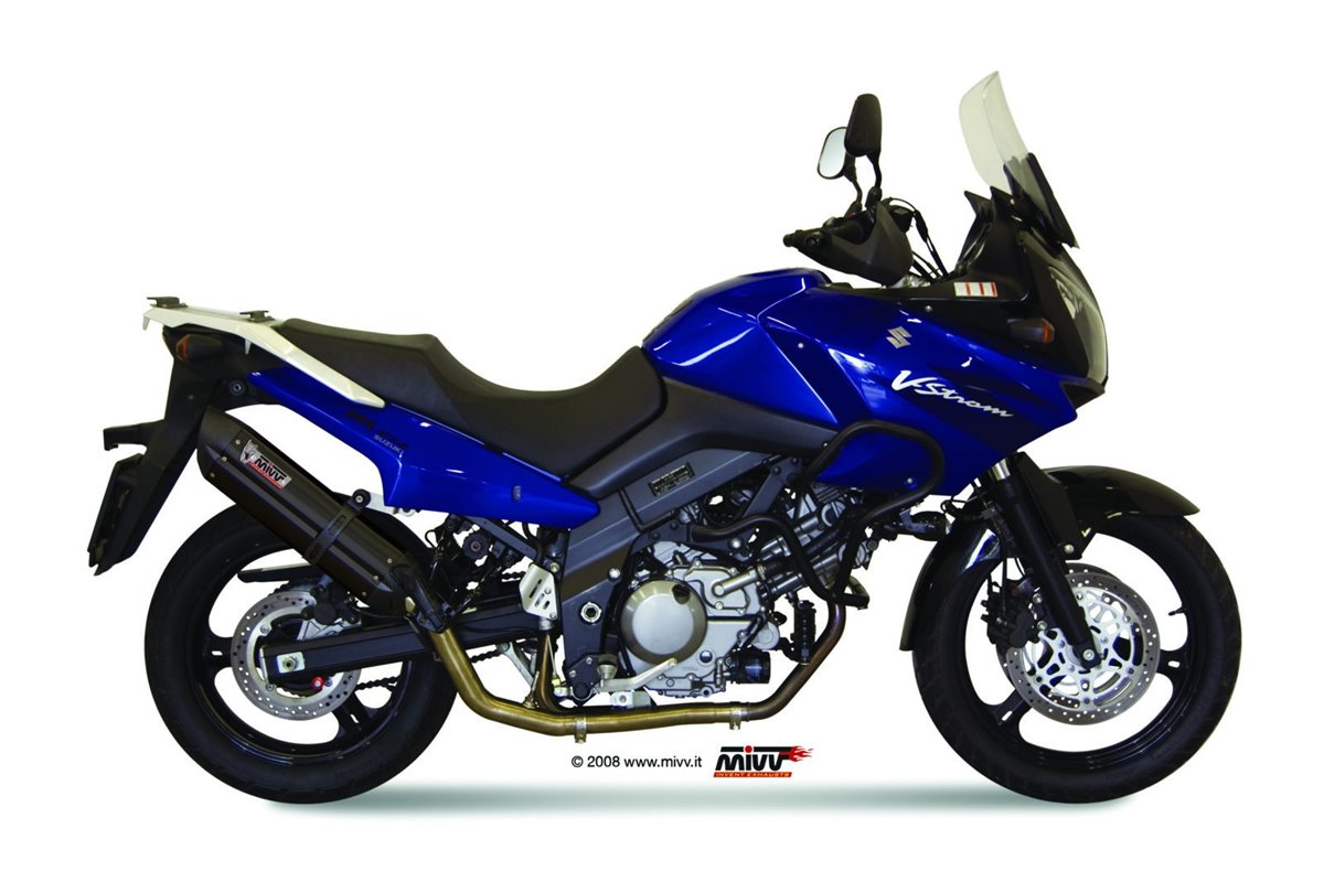 Full System 1 In 1 Exhaust Mivv Suono Black Black Stainless Steel Suzuki Dl V-Strom 650 2004 - 2006