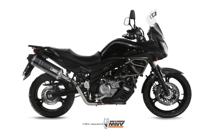 Full System 1 In 1 Exhaust Mivv Speed Edge Black Black Stainless Steel Suzuki Dl V-Strom 650 2012 - 2016