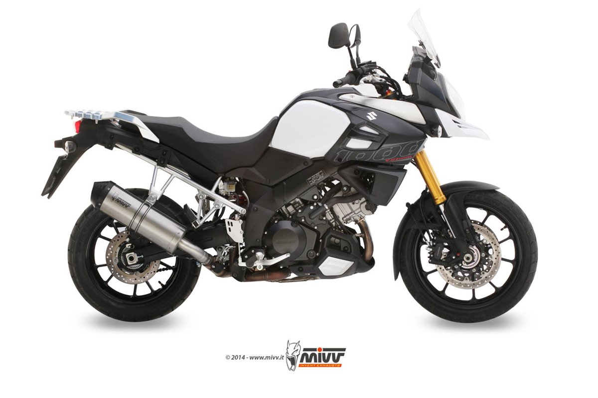 Silencieux Echappement Mivv Oval Titane Avec Coupelle Carbone Suzuki Dl V-Strom 1000 Xt 2014 - 2020