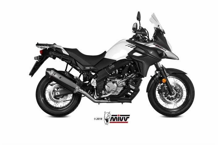 Full System 1 In 1 Exhaust Mivv Speed Edge Black Black Stainless Steel Suzuki Dl V-Strom 650 Xt 2017 - 2022