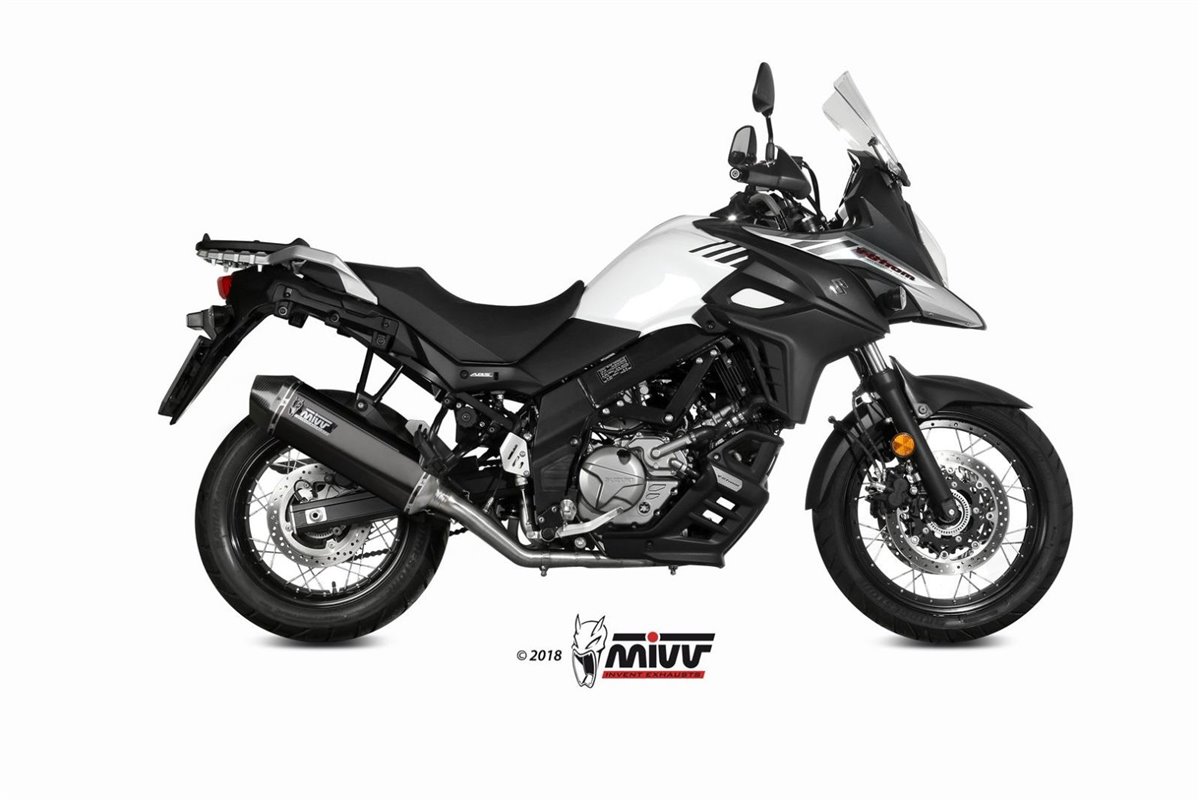 Système Complet 1 En 1 Echappement Mivv Speed Edge Noir Noir Inox Suzuki Dl V-Strom 650 Xt 2017 - 2022