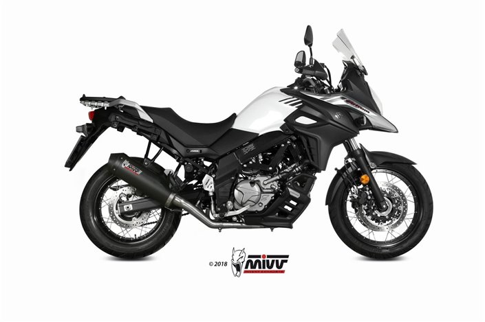 Komplette Auspuffanlage 1 In 1 Escape Mivv Oval Carbon mit Carbon Cup Suzuki Dl V-Strom 650 Xt 2017 - 2022