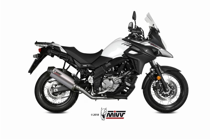 Système Complet 1 En 1 Echappement Mivv Oval Titane Avec Coupelle Carbone Suzuki Dl V-Strom 650 Xt 2017 - 2022