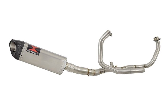 De Cat Race Exhaust System + 300mm Tri Oval Stainless Carbon Tip Silencer SUZUKI SFV 650 Gladius 2009-2016 Black Widow