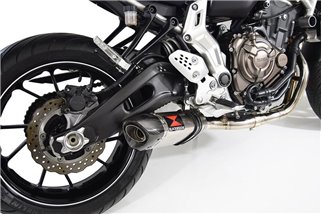 De-Cat-Auspuffanlage Mit 300-mm-Edelstahl-Carbon-Tri-Oval-Schalldämpfer YAMAHA MT-07 2014-2020 Black Widow