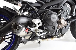 De-Cat Exhaust System + 300mm Tri Oval Stainless Carbon Tip Silencer YAMAHA MT09 MT-09 Tracer: Tracer GT Black Widow