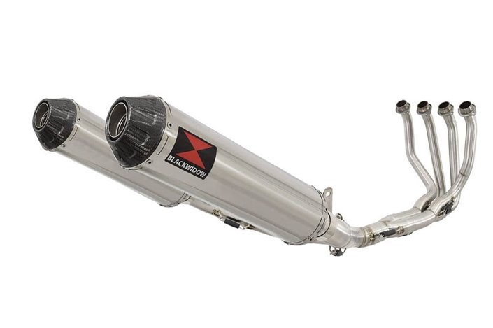 4-2 De-Cat Performance Exhaust System 370mm Round Stainless Carbon Tip Silencers KAWASAKI Z900RS & Cafe Black Widow