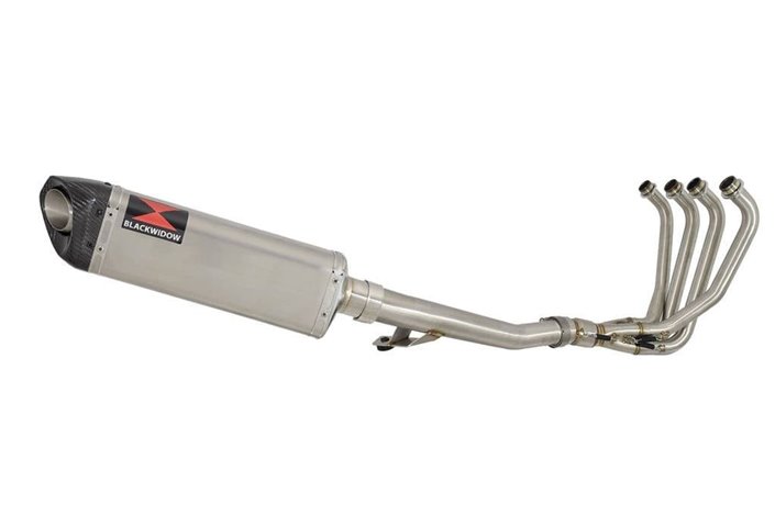 Oil Cooled Race Exhaust System 350mm Tri Oval Stainless Carbon Tip Silencer SUZUKI GSF600 Bandit 1995-2004 Black Widow