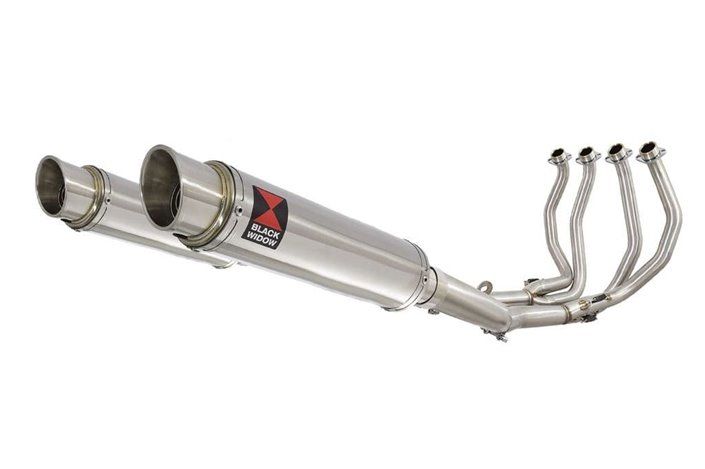 4-2 Performance Exhaust System 350mm GP Round Stainless Silencer SUZUKI GSX1300R Hayabusa 1999-2007 Black Widow