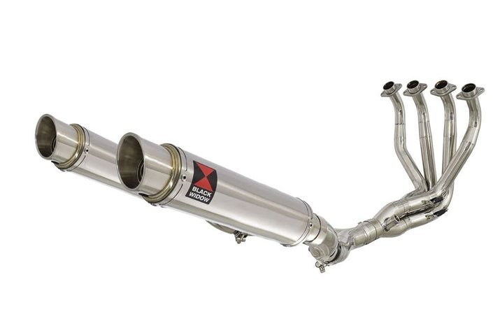 4-2 De Cat Exhaust System 350mm GP Round Stainless Silencers KAWASAKI Z1000 Z1000 R 2010-2020 Black Widow