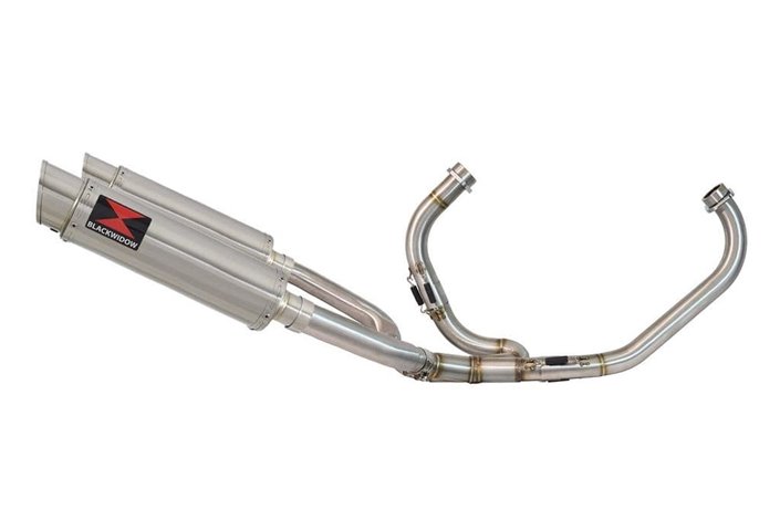 Exhaust System + 360mm GP Round Stainless Silencers HONDA VTR1000F Superhawk (SC36) Black Widow