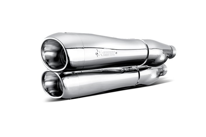 Scarichi Terminali Akrapovic S-HDSTSO1-HC cromati Harley Davidson Softail FLSTF Fat Boy 2005-07