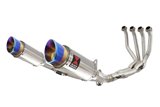 4-2 De-Cat Performance Exhaust System 200mm Round Blue Tip Stainless Silencers KAWASAKI Z900RS & Cafe Black Widow