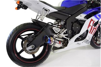 Race De Cat 200 mm Schalldämpfer Mit Blauer Edelstahl-Rundspitze R6 YZF600 17-20 (RJ27) YAMAHA R6 YZF600 2017-2020 (RJ27) Black 