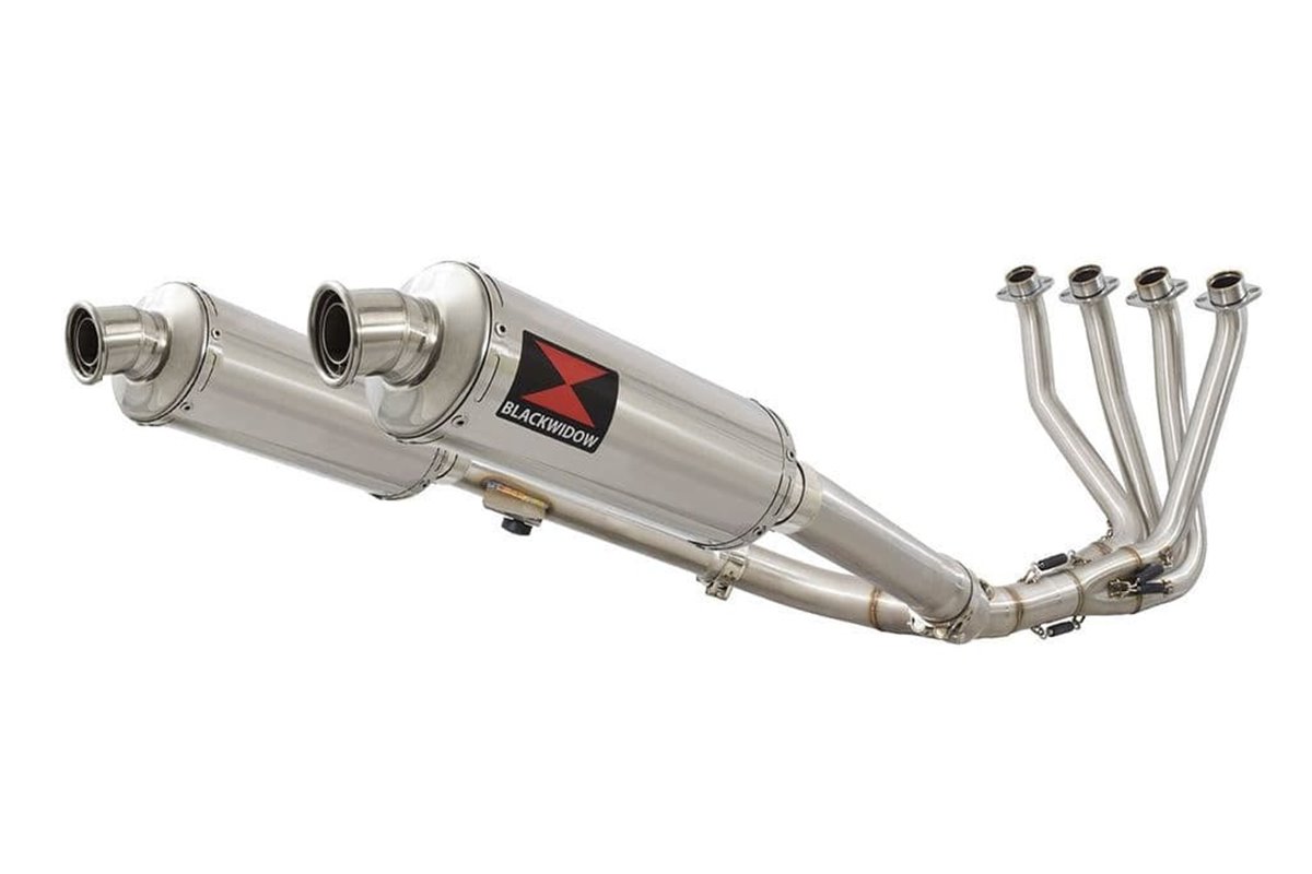 4-2 Exhaust System + 300mm Round Stainless Silencers HONDA CBR 1100 XX Blackbird Black Widow