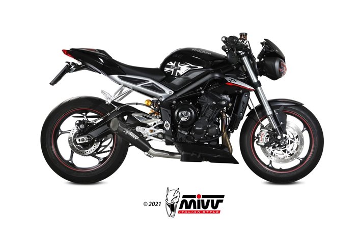 Silencieux Echappement Mivv X-M5 Noir Noir Inox Triumph Street Triple 660 S 2017 - 2022