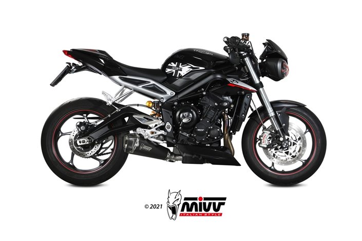 Silencer Exhaust Mivv Delta Race Black Black Stainless Steel Triumph Street Triple 660 S 2017 - 2022