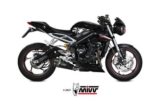 Schalldämpfer Escape Mivv Delta Race Schwarz Schwarz Edelstahl Triumph Street Triple 660 S 2017 - 2022