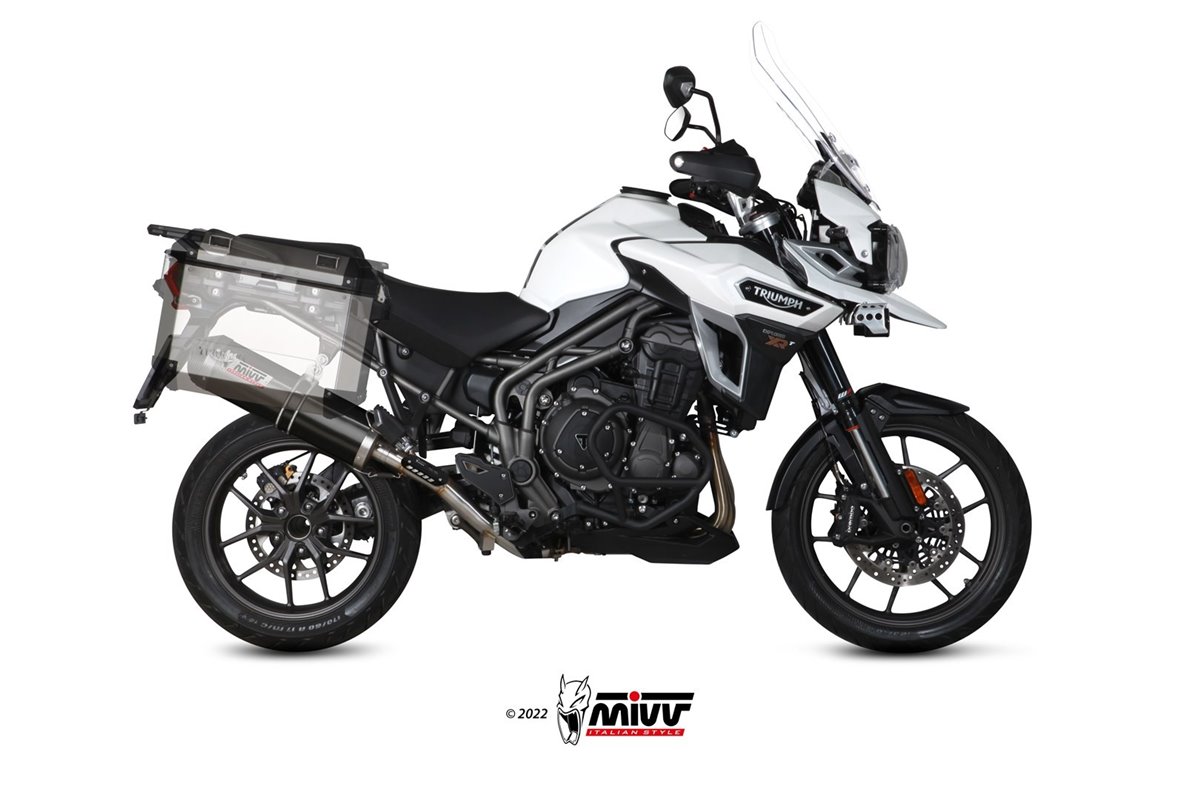 Schalldämpfer Escape Mivv Oval Black Black Edelstahl mit Carbonabdeckung Triumph Tiger 1200 2016 - 2020