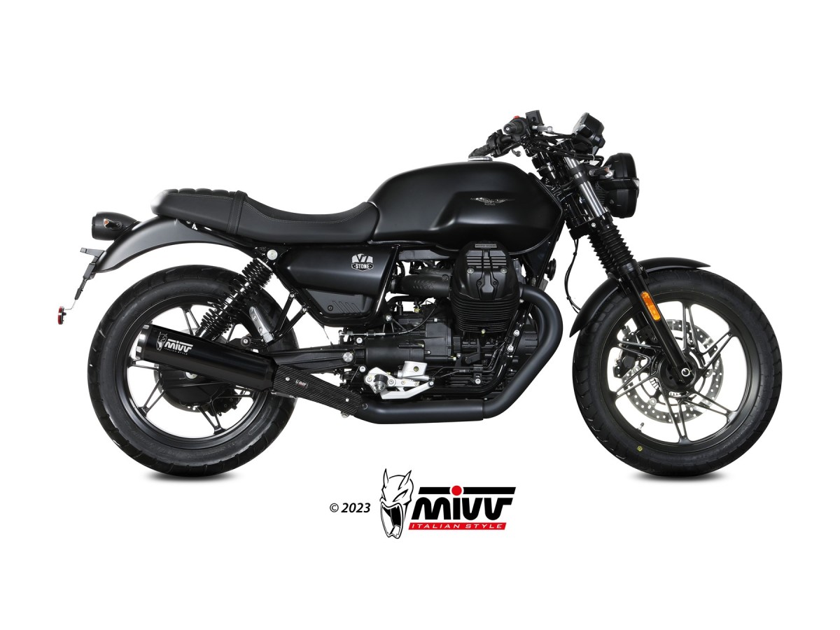 système d'échappement terminal M.014.LH1BA Mivv HR-1 NOIR ACIER INOXYDABLE ALUMINIUM EMBOUT Moto Guzzi V7 Stone 2021-24