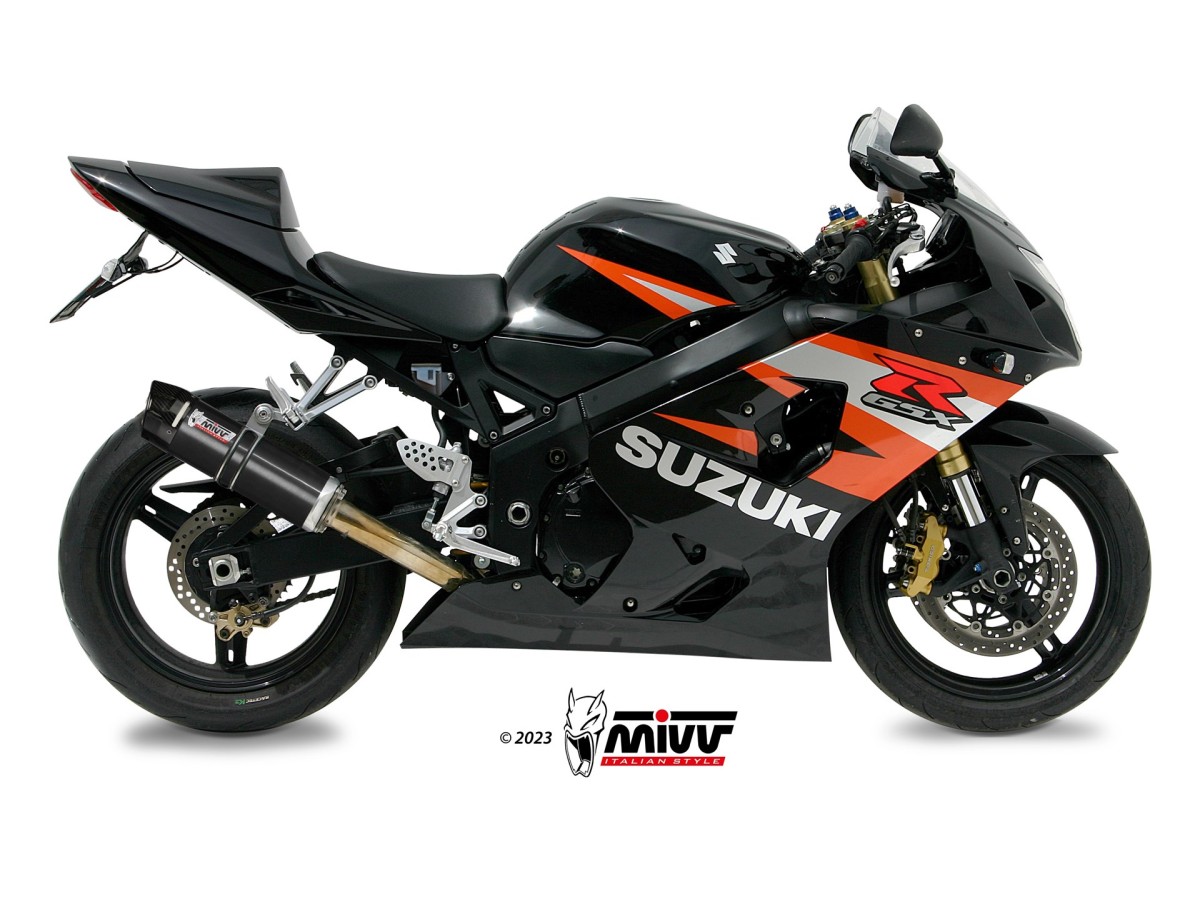 S.014.LXBC Mivv GP SCHWARZES EDELSTAHL-Schalldämpfer-Auspuffsystem MIT CARBON-BECHER Suzuki GSX-R 750 2004-2005