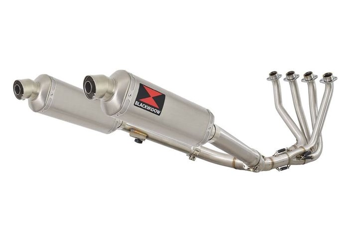 4-2 Exhaust System + 300mm Hexagonal Brushed Stainless Silencers HONDA CBR 1100 XX Blackbird Black Widow