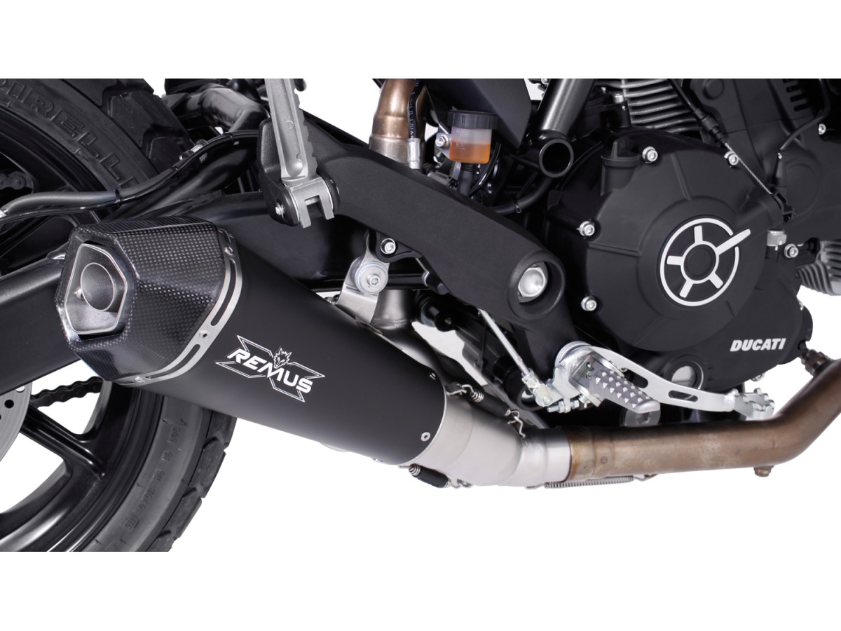 Remus terminal exhaust system 406782 152016 Hypercone in black steel Ducati Scrambler Sixty2 2016