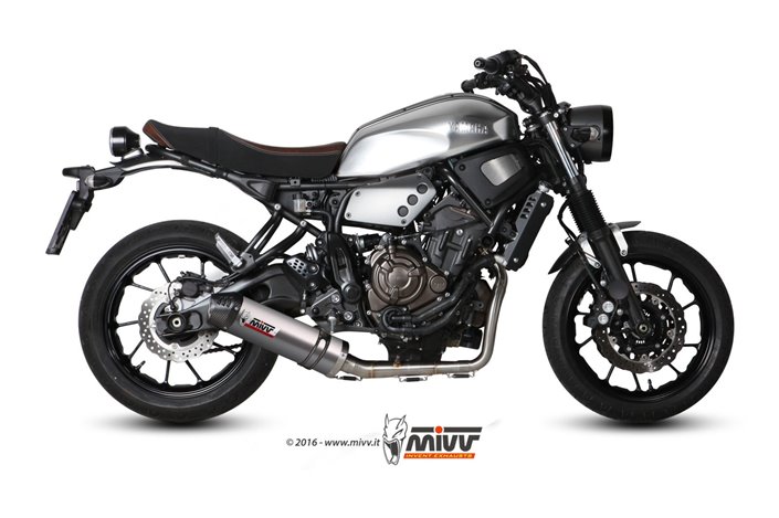 Système Complet 1 En 1 Echappement Mivv Oval Titane Avec Coupelle Carbone Yamaha Xsr 700 2016 - 2022