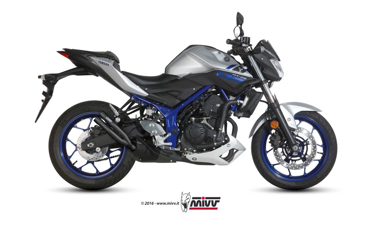 Schalldämpfer Escape Mivv Double Gun Schwarz Schwarz Edelstahl Yamaha Mt-03 2016 - 2022