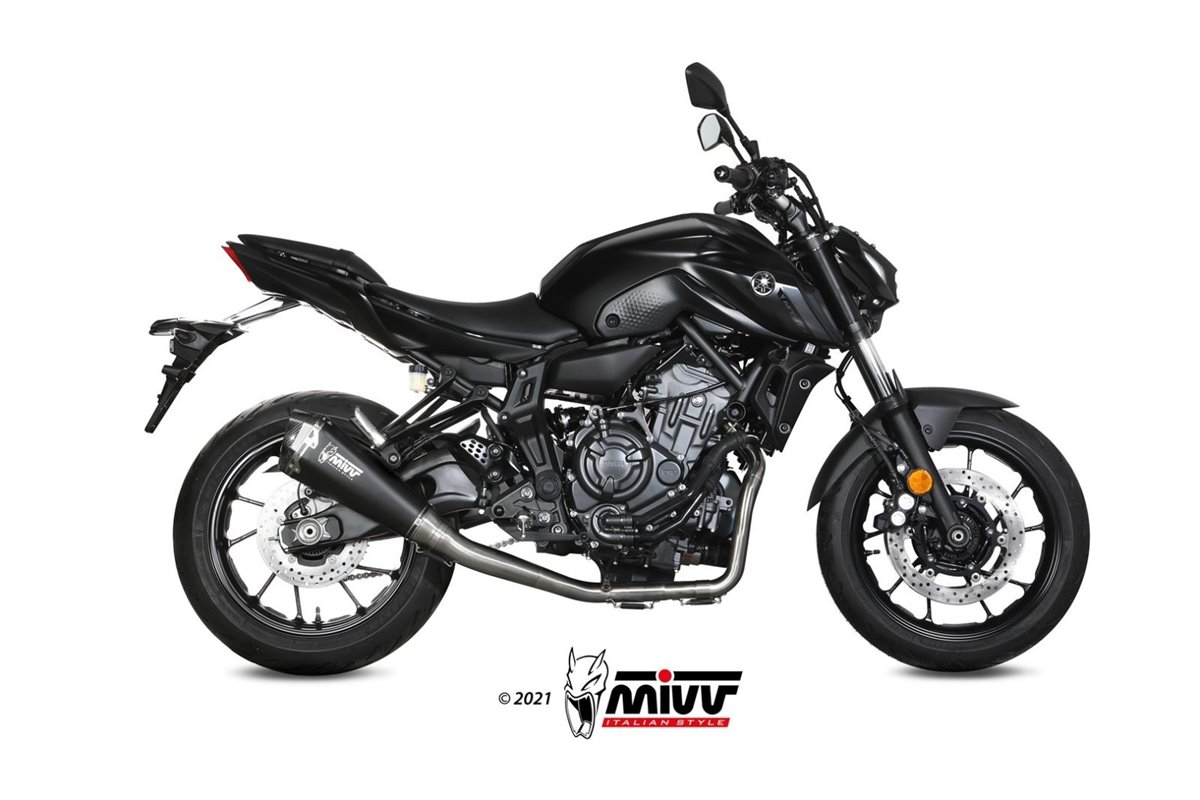 Komplette Auspuffanlage 1 In 1 Escape Mivv Delta Race Schwarz Schwarz Edelstahl Yamaha Mt-07 Fz-07 2021 - 2022