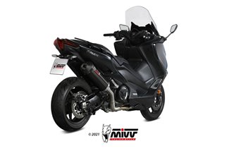 Full System 1 In 1 Exhaust Mivv Oval Black Black Stainless Steel With Carbon Cover Yamaha T-Max 560 2020 - 2021