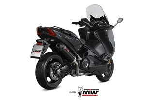 Système Complet 1 En 1 Echappement Mivv Oval Noir Inox Noir Avec Cache Carbone Yamaha T-Max 530 2017 - 2019