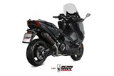 Komplette Auspuffanlage 1 in 1 Escape Mivv Oval Schwarz Schwarz Edelstahl mit Carbon Cover Yamaha T-Max 530 2017 - 2019