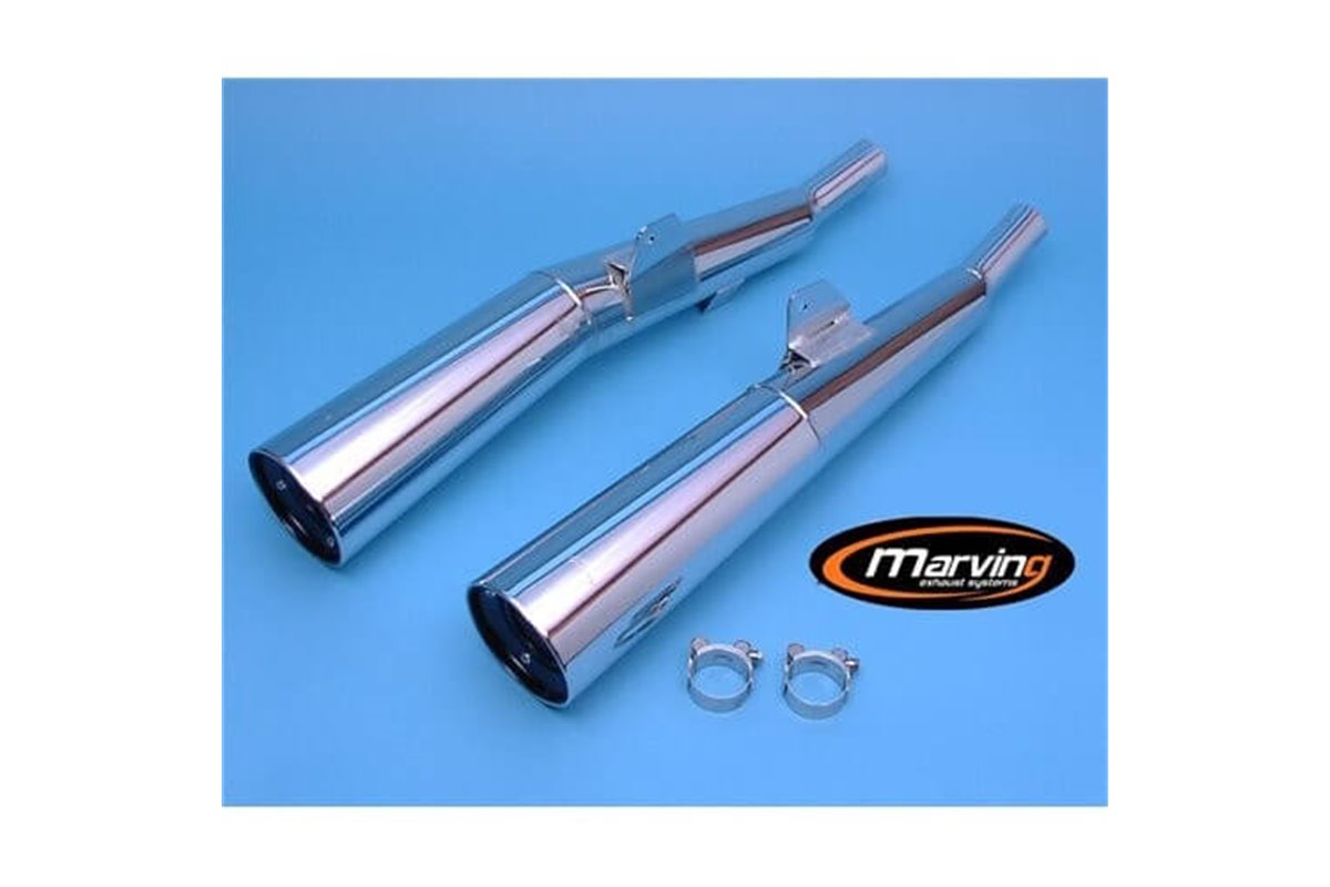 SILENCERS EXHAUST CHROME MARVING YAMAHA XS 400 DOHC 12E 1982 1987