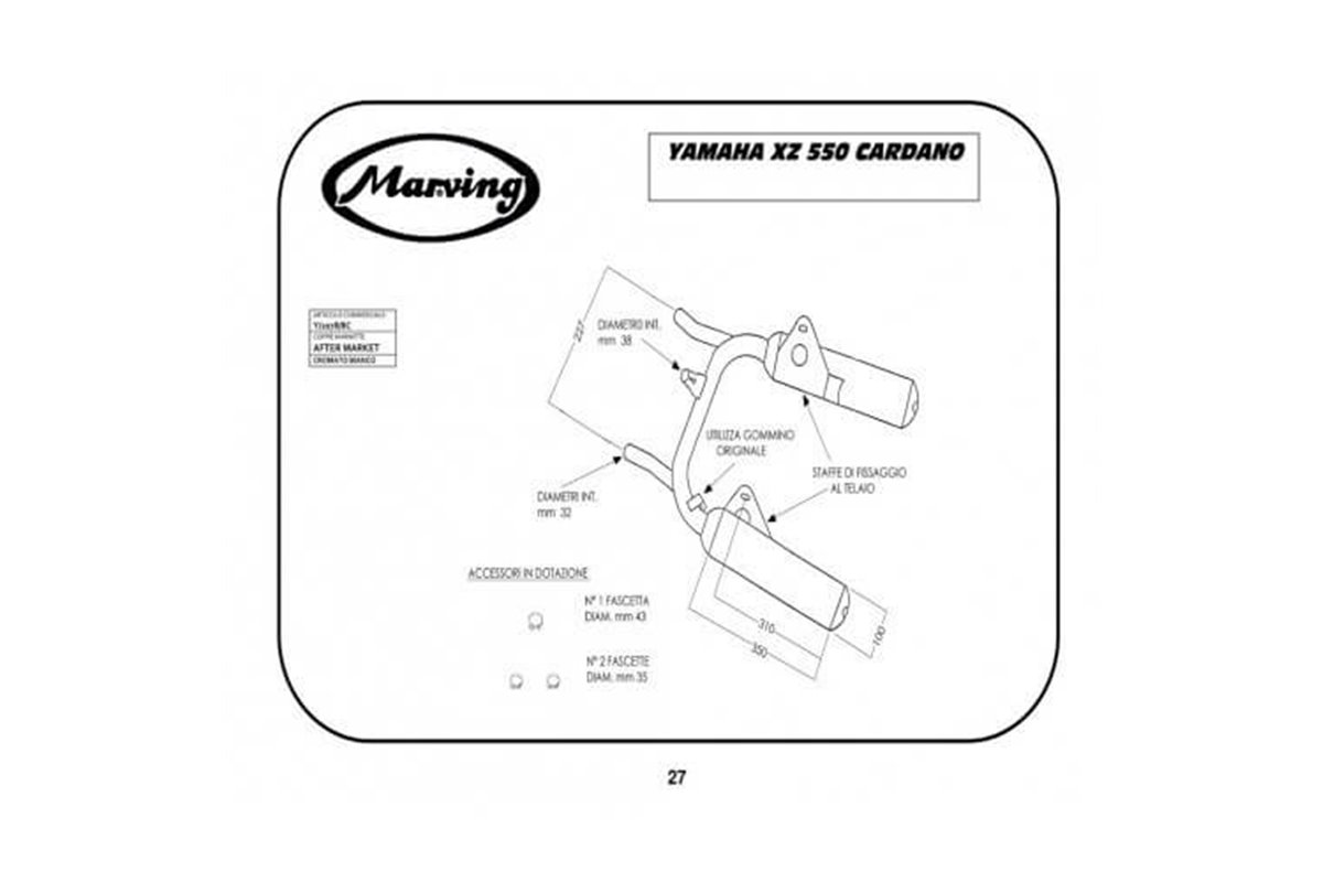 EXHAUST SILENCERS TERMINALS CHROME MARVING YAMAHA XZ 550 CARDANO 1982 1984