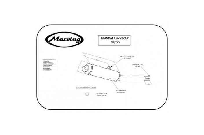 TERMINALE SCARICO SILENZIATORE OMOLOGATO MARVING YAMAHA FZR 600 GENESIS 1994-95