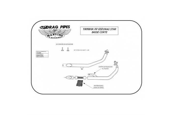 Komplettes Auspuff Yamaha XVS 650 Kurz Terminals Drag Star 1997 2003 Marving