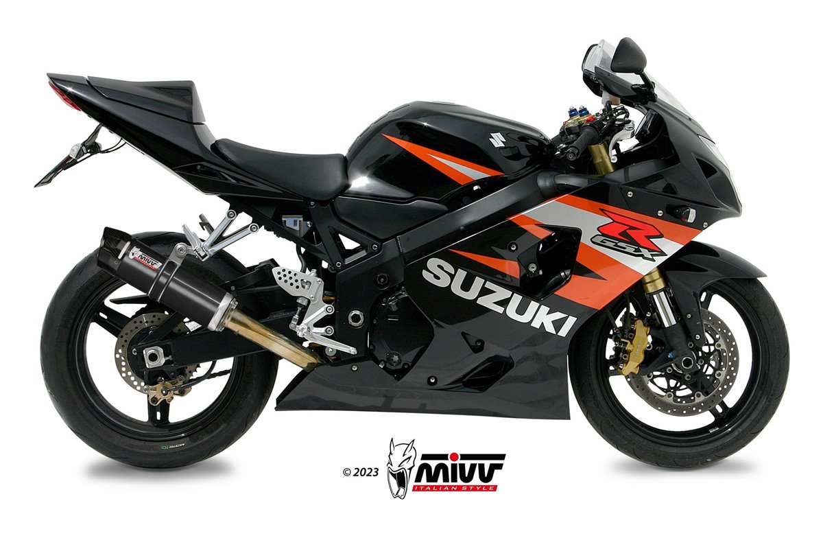 S.014.LXBC Mivv GP SCHWARZES EDELSTAHL-Schalldämpfer-Auspuffsystem MIT CARBON-BECHER Suzuki GSX-R 750 2004-2005