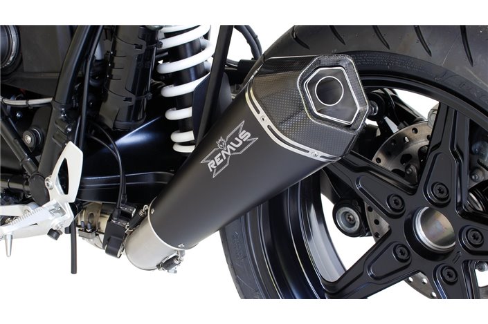 Remus terminal exhaust system 056782 087516L Hypercone in black steel bmw r ninet Racer 2016