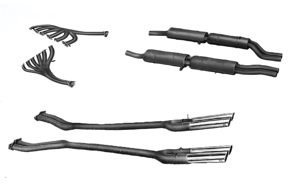 Complete Ansa Ferrari 250 SWB road exhaust kit from 1959 to 1963