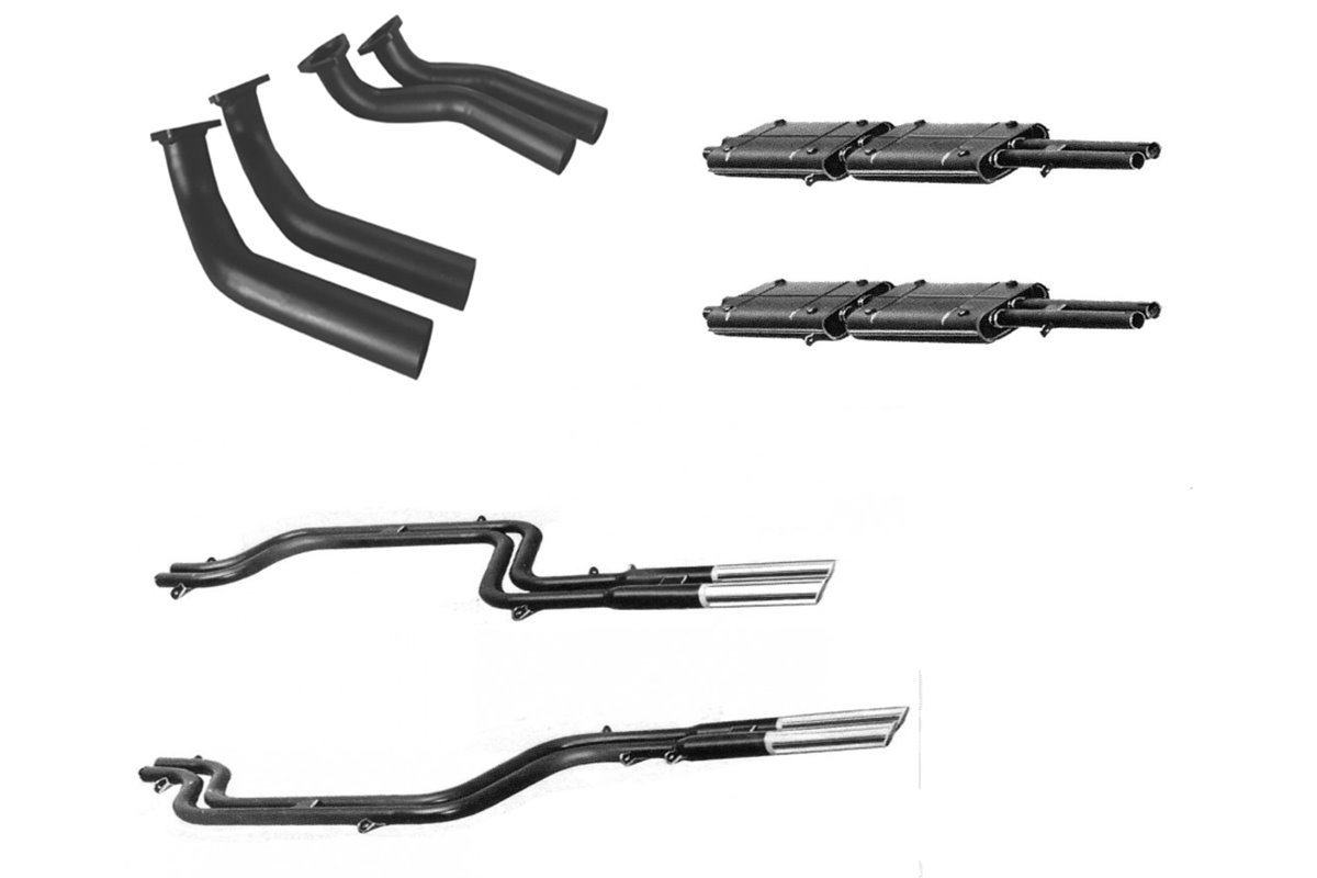 Ansa Ferrari 365 GTC/4 Coupè (Gobbone) Auspuff-Kit von 1971 bis 1972, USA-Modell