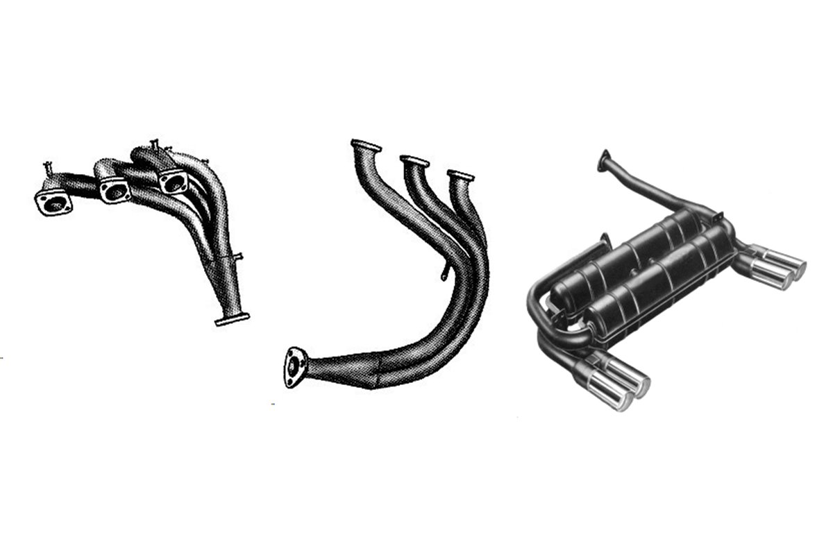 Ansa Ferrari Dino 246 GT- GTS (E type) exhaust kit from 1971 to 1974