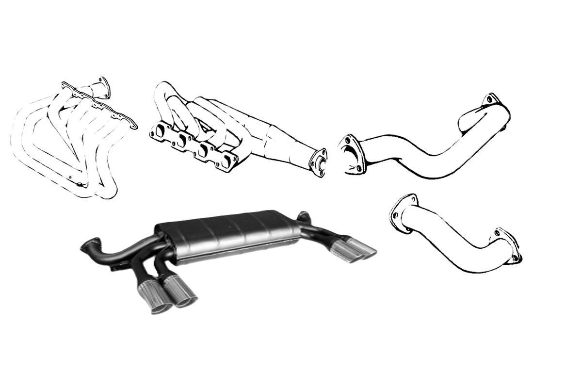 Kit d'échappement complet Ansa Ferrari Mondial + Cabrio (QV) de 1982 à 1985