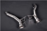 Decatalyst downpipe with Capristo Ferrari 458 stainless steel thermal blankets